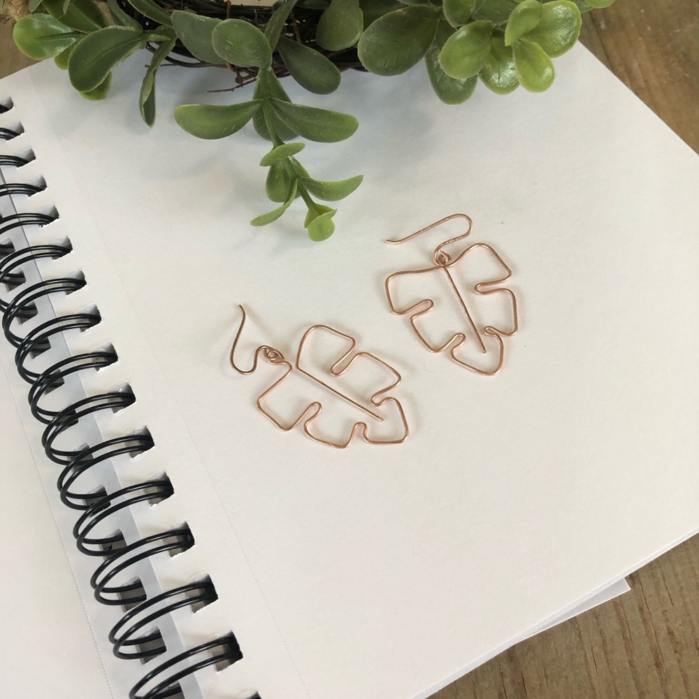 Handmade Monstera Leaf Wire Earrings